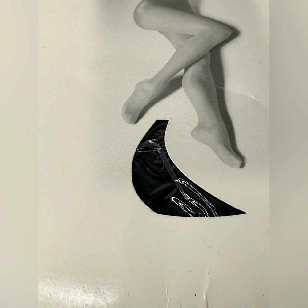 Vtg Sheer‎ Caress Sheerest Support LONG Pantyhose Off Black Control Top Sandal